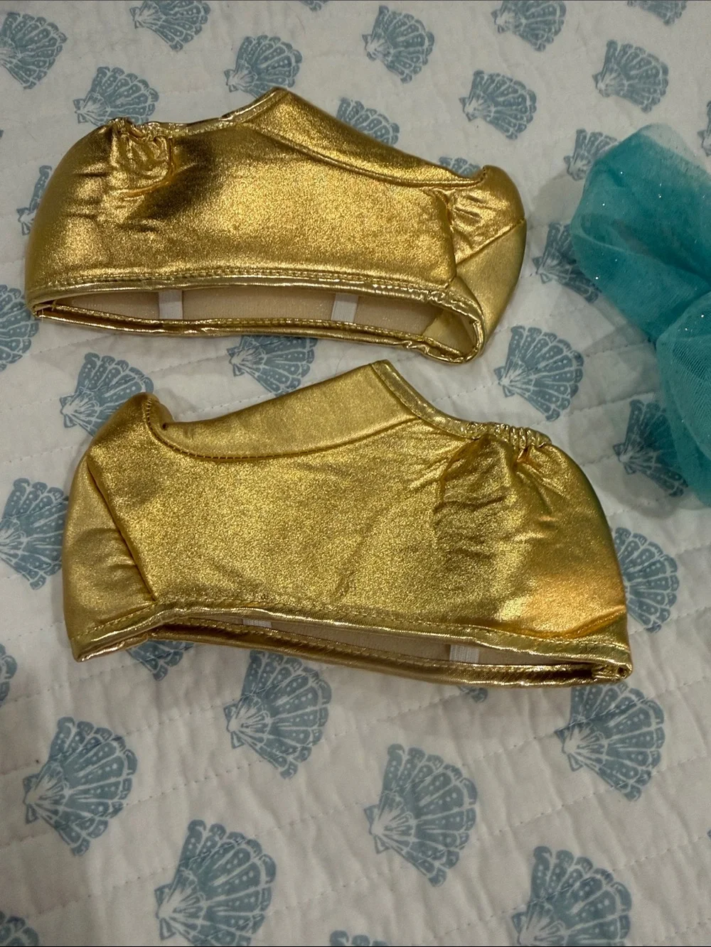 Gold and Teal Princess Headband & Shoe Covers Set - Kids Accessories